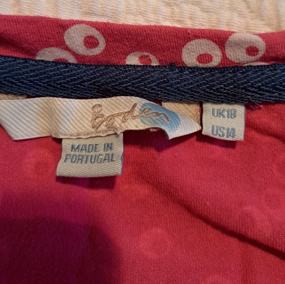 Boden women's size 14 3/4 sleeve pink with white circles shirt VGUC - Picture 3 of 5